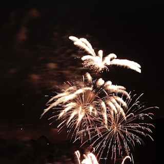 Close-up of the iconic Ayyan 120 shots classic night fireworks with bright, synchronized bursts
