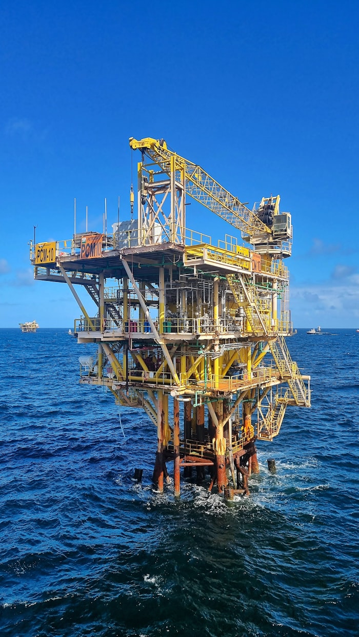 Offshore oil rig in the open ocean