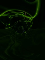 Abstract digital art representing evolving sound waves in neon green and black.