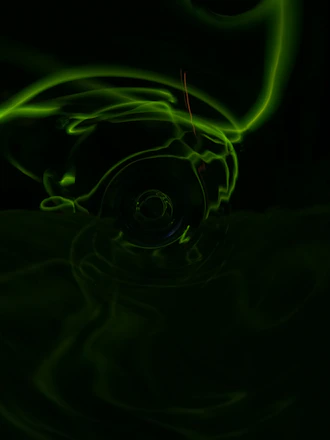 Abstract digital marketing background with glowing green neon analytics and social media icons on dark gradient.