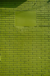 a man riding a skateboard down a street next to a green wall