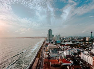 A consultant discussing a strategic roadmap with a client near the ocean.