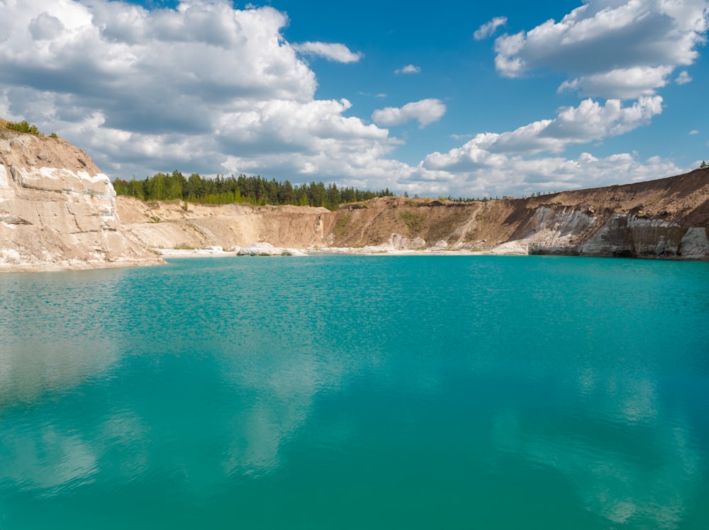 a large body of water surrounded by mountains