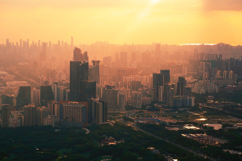 a view of a city from a very tall building