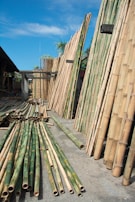 Stacks of bamboo fiber rolls ready for shipment, highlighting the clean, eco-industrial environment.