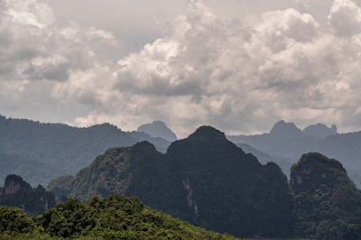 Panoramic view of the Chocó Andean mountains with dense green cloud forest.