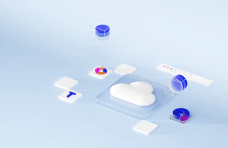 a computer screen with a cloud shaped object on top of it