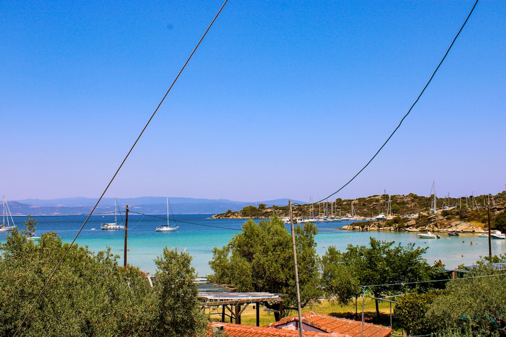 a view of a body of water with boats in it