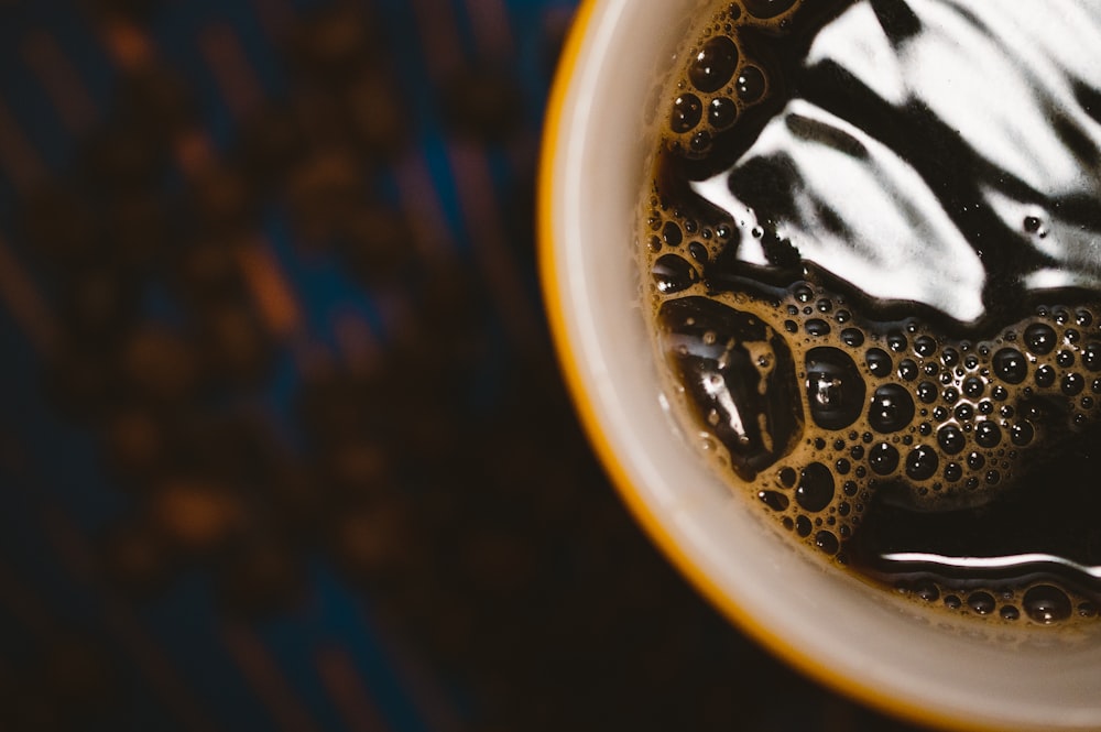 a close up of a cup of coffee