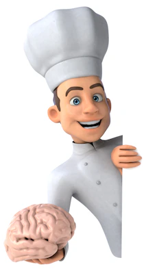 A cheerful cooking show host's logo featuring fresh ingredients and warm tones.