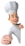 A cartoon chef wearing a traditional white chef's hat and coat is holding a human brain. He has a cheerful and friendly expression on his face.