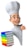 A cheerful cartoon chef holding a platter of colorful appetizers.