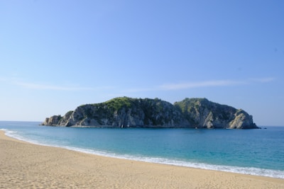a sandy beach next to a large body of water