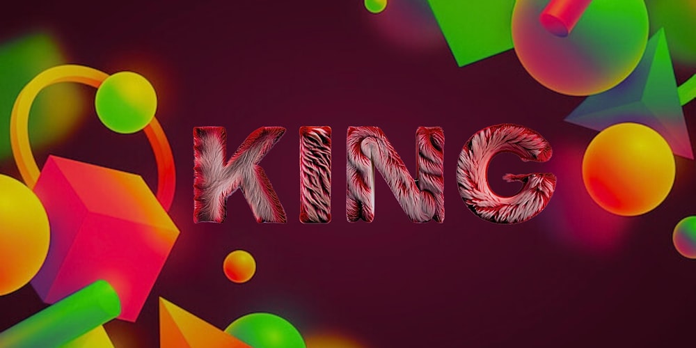 Le mot roi est entouré de formes colorées