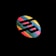 A logo with stylized letters 'hp' set against a colorful, striped oval background. The vivid stripes include blue, red, green, and yellow, contrasting sharply with the black negative space forming the logo.