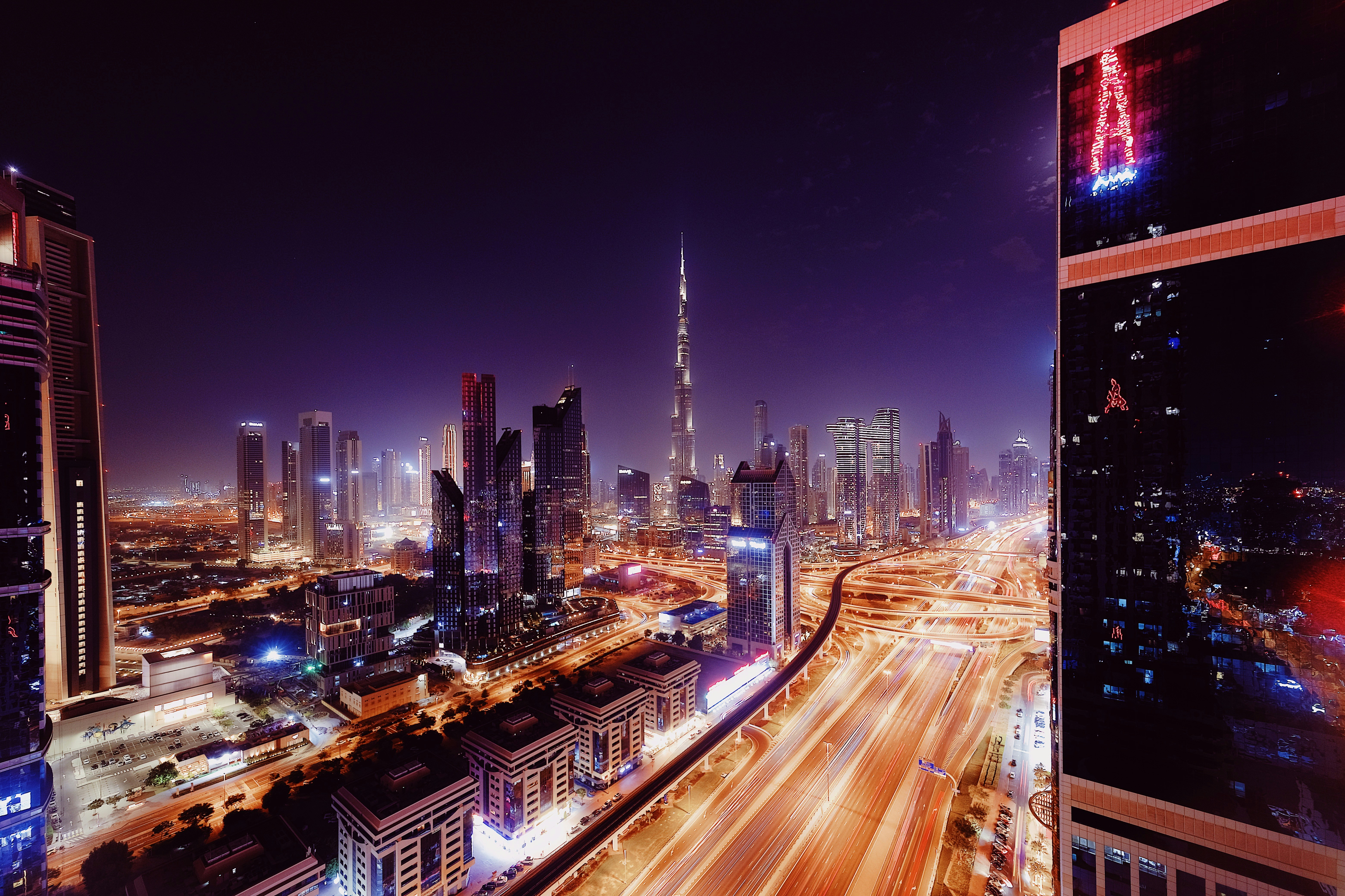 a view of a city at night from a high rise