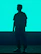 Silhouette of a strong, modern man standing proudly against a dark gradient green background.