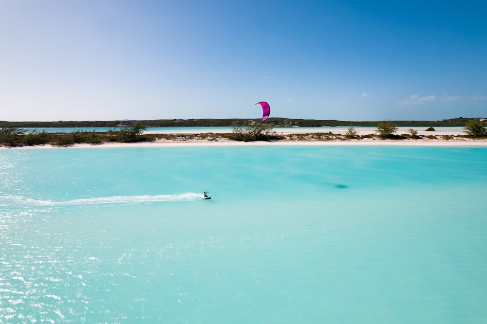 a person para sailing in the ocean on a sunny day