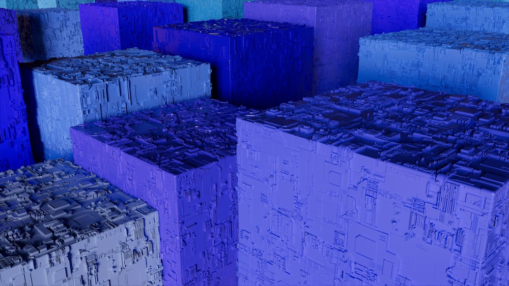 a bunch of different colored blocks in a room