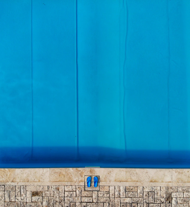 Pool safely covered and secured for winter closing