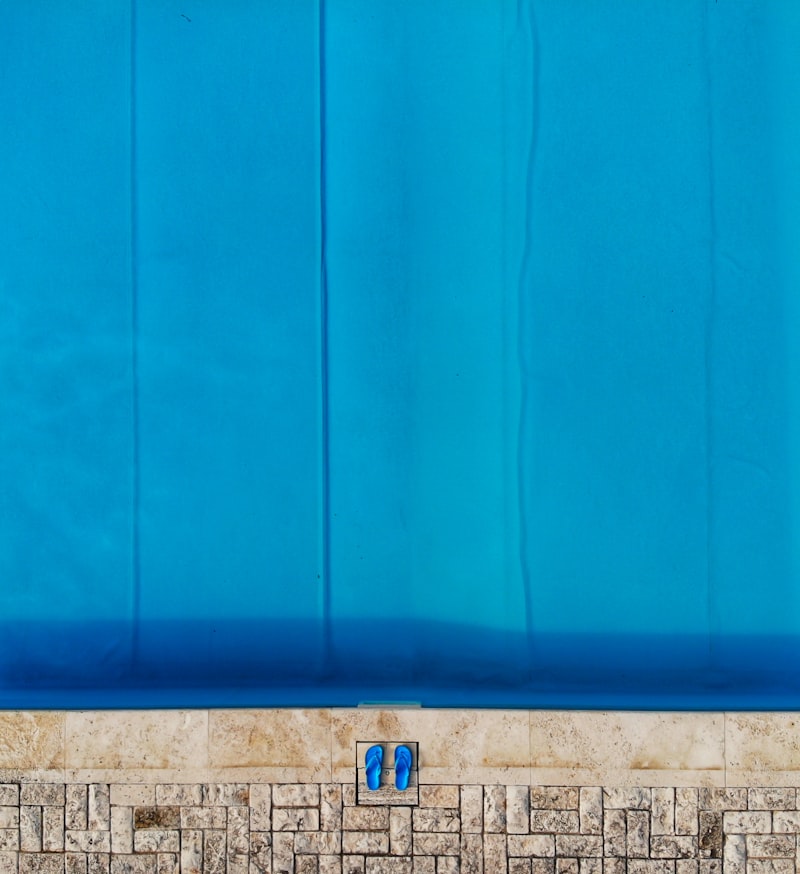 Pool safely covered and secured for winter closing