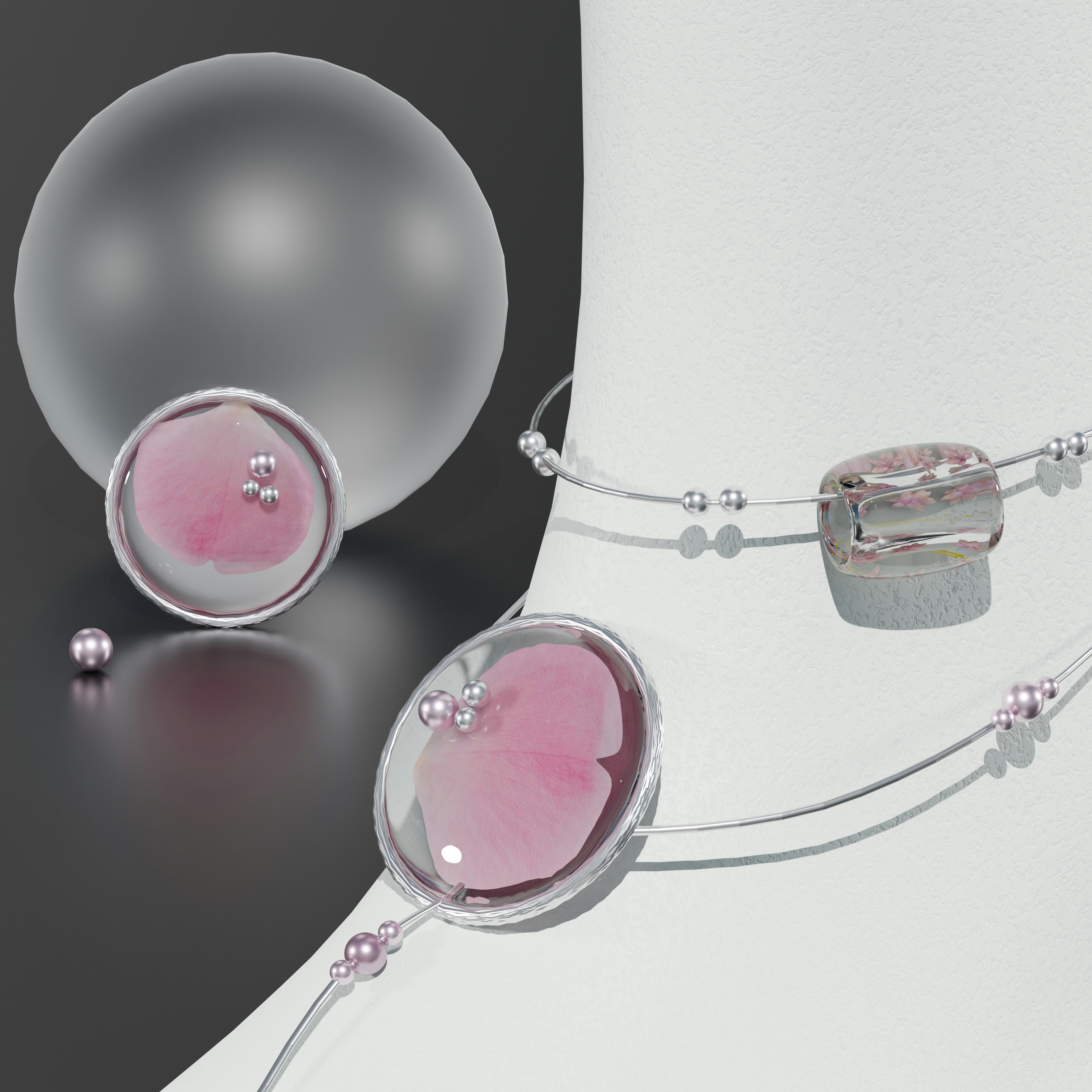 手工粉色珍珠项链