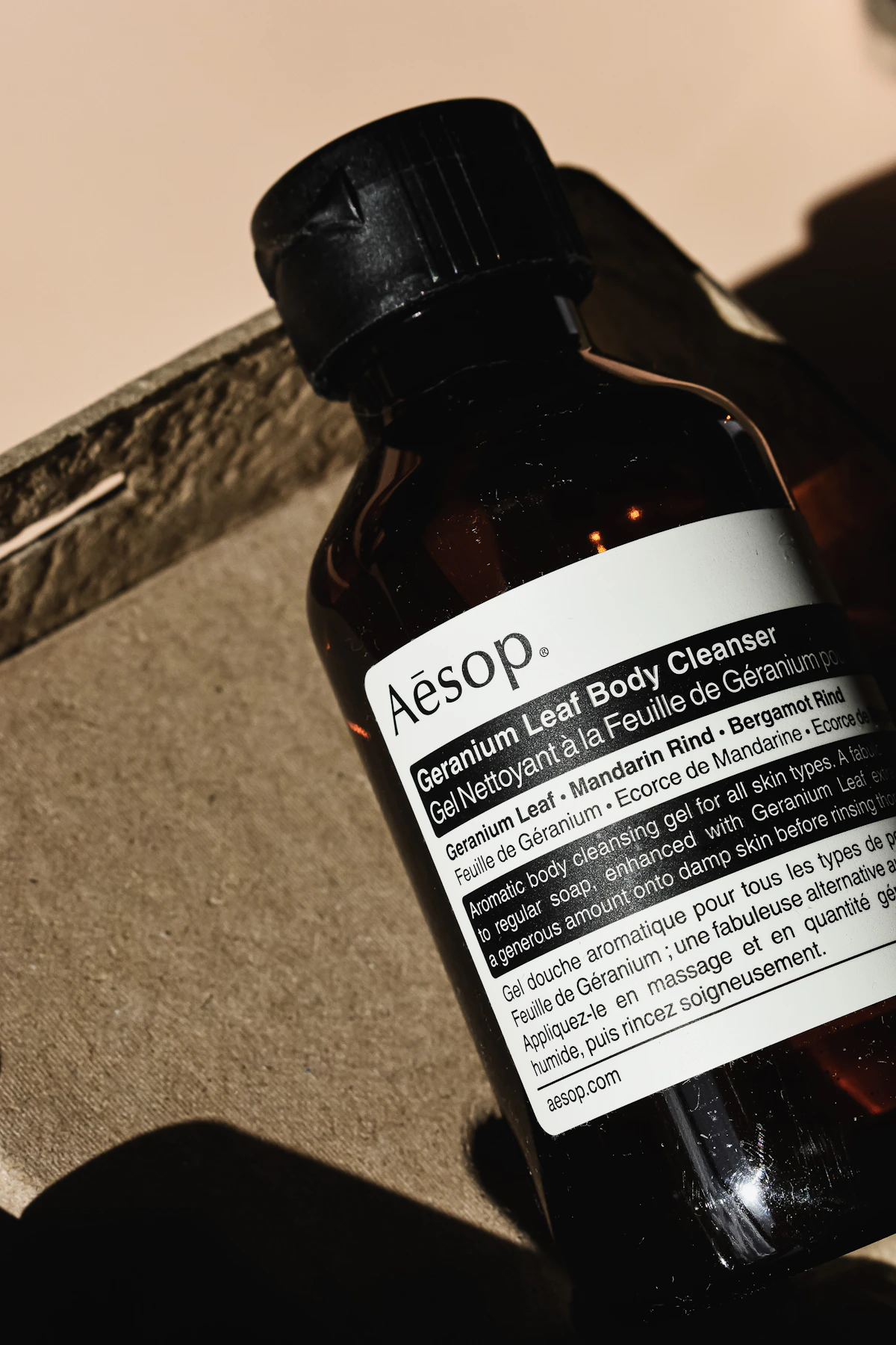 A bottle of aesop sitting on top of a counter