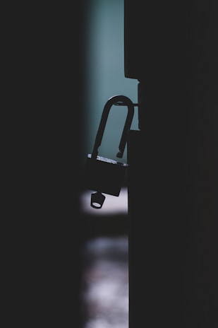 a black and white photo of a door handle