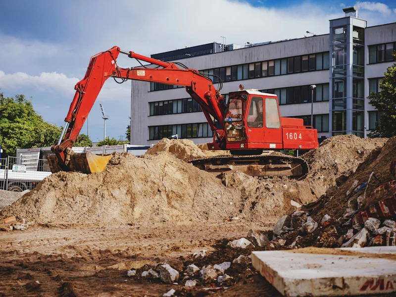 Excavator working a dirt site