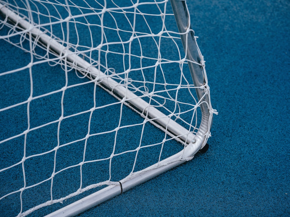 a close up of a soccer goal net
