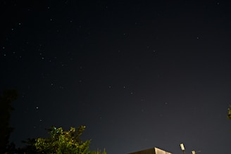 A calm evening sky with stars beginning to twinkle over a quiet cityscape.