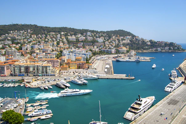 a harbor filled with lots of boats next to a city