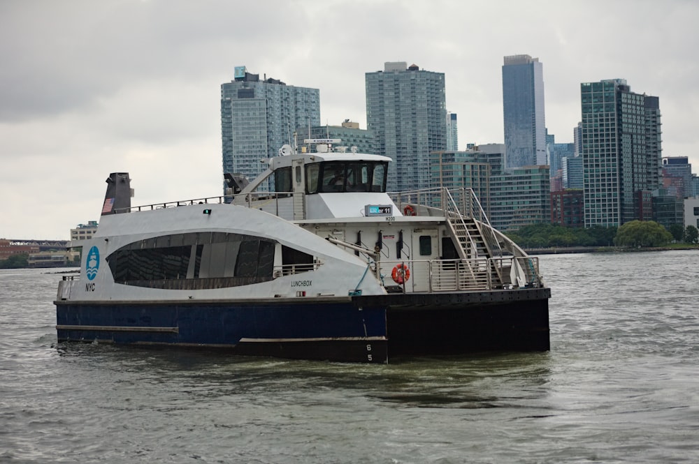 a large boat floating on top of a body of water