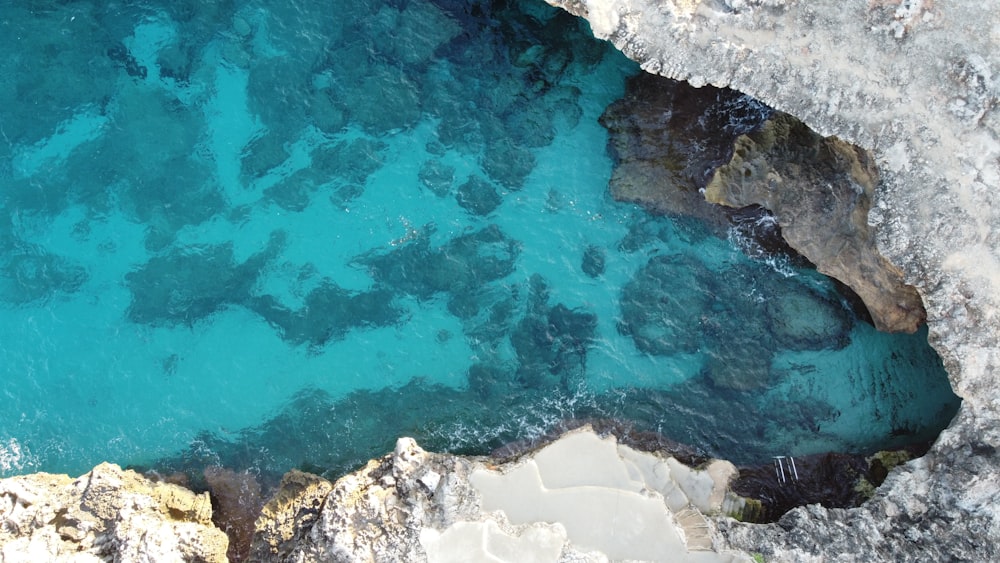 an aerial view of a body of water