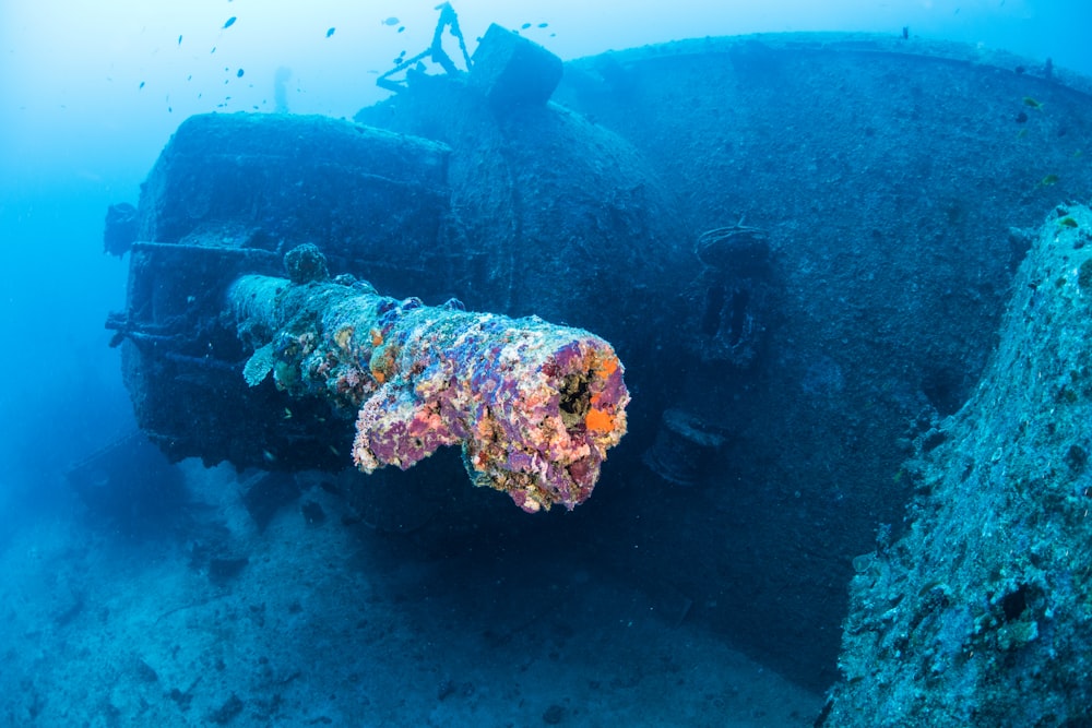 a large piece of art on the bottom of a ship