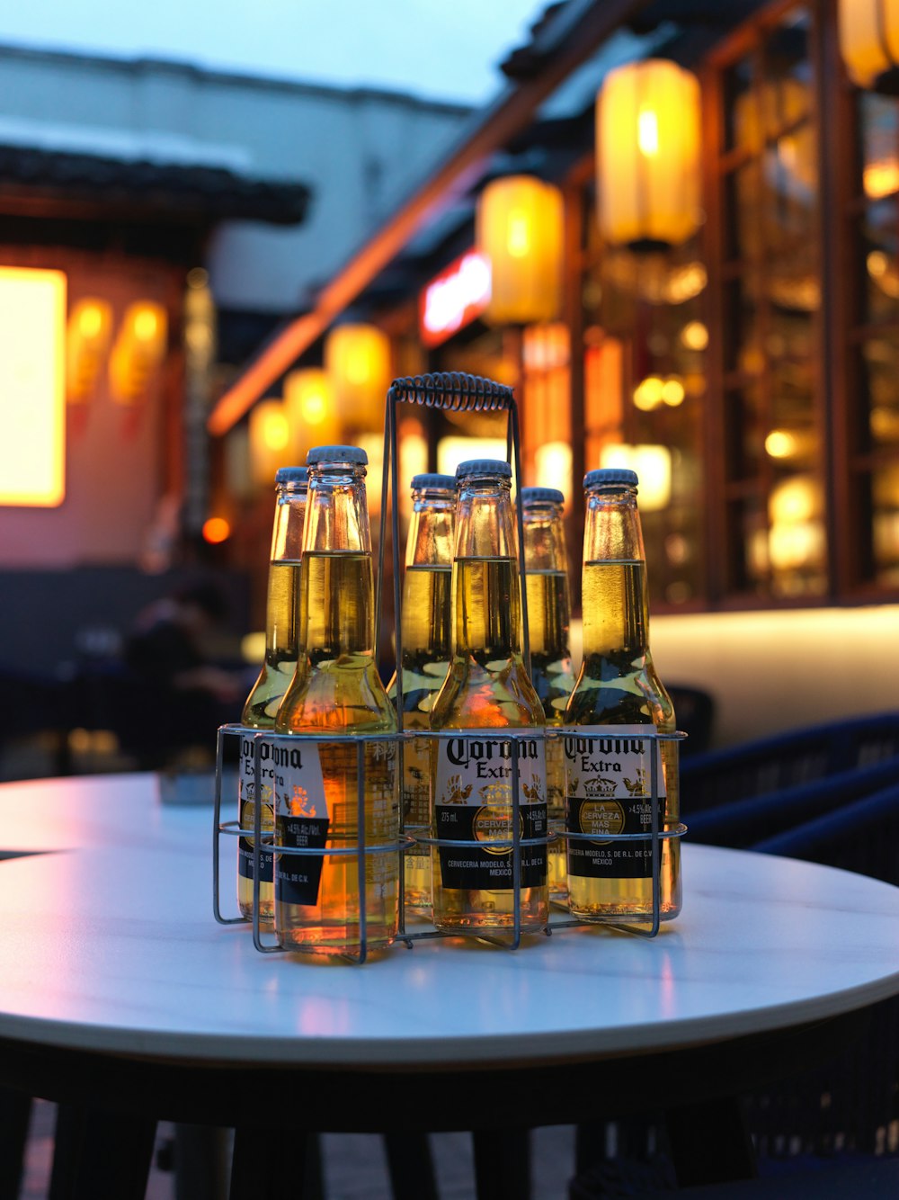 a group of beer bottles sitting on top of a table