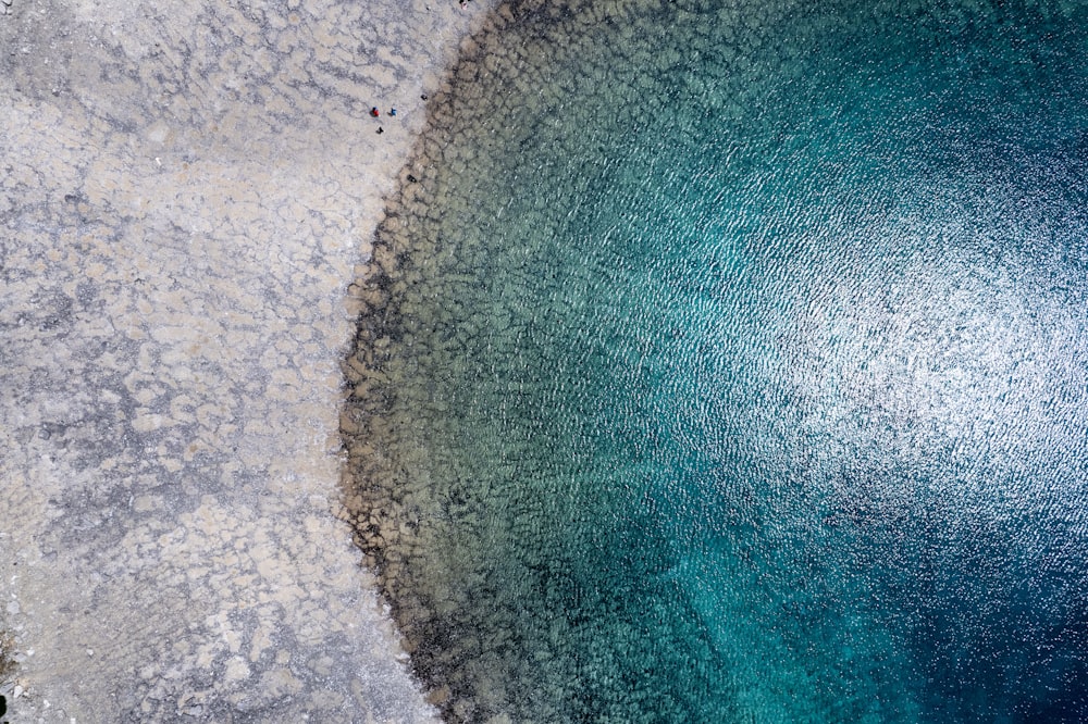 an aerial view of a body of water