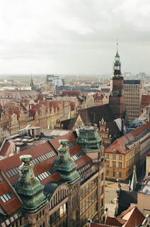 a view of a city from the top of a building