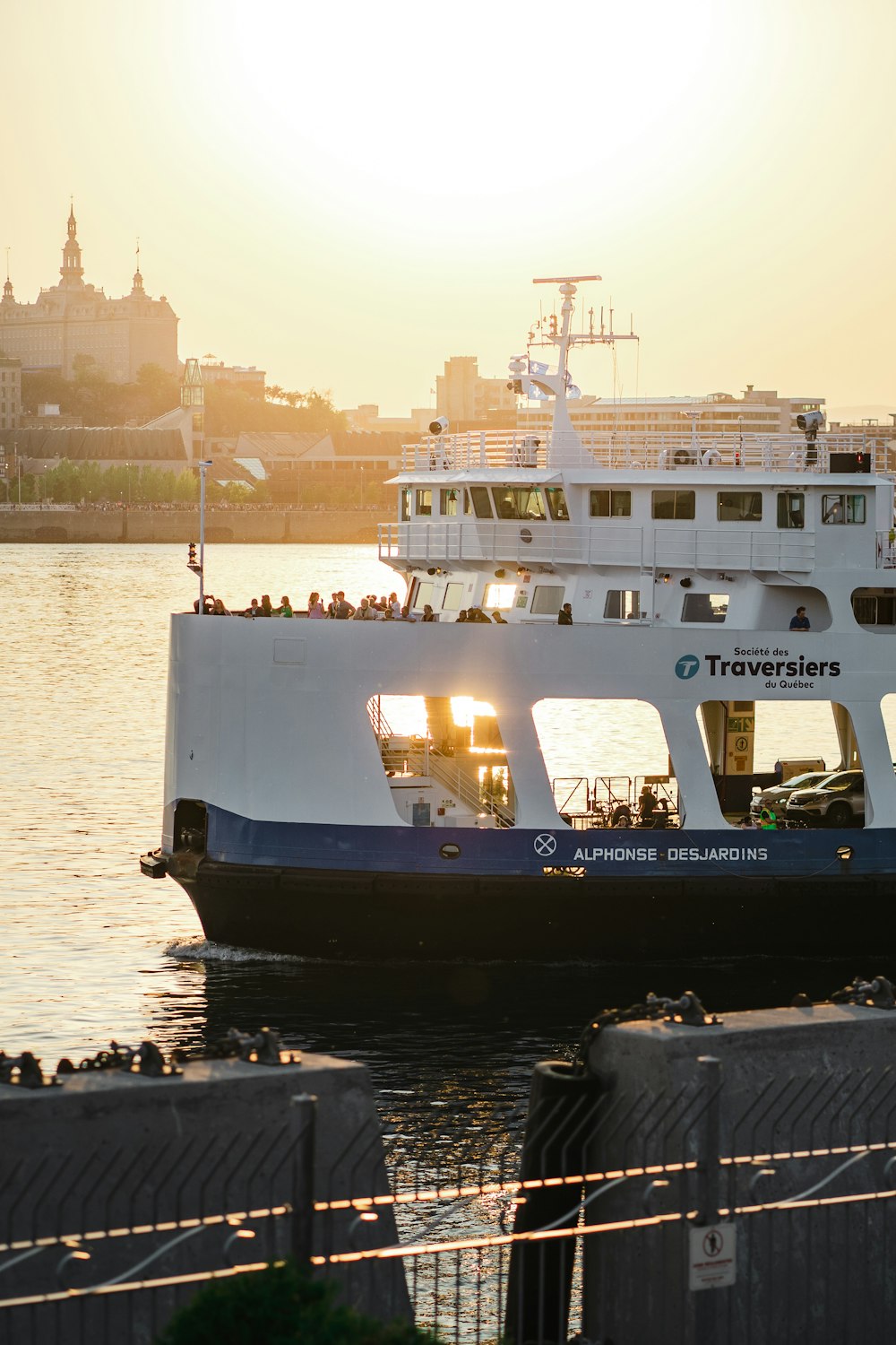 a large ferry boat on a body of water