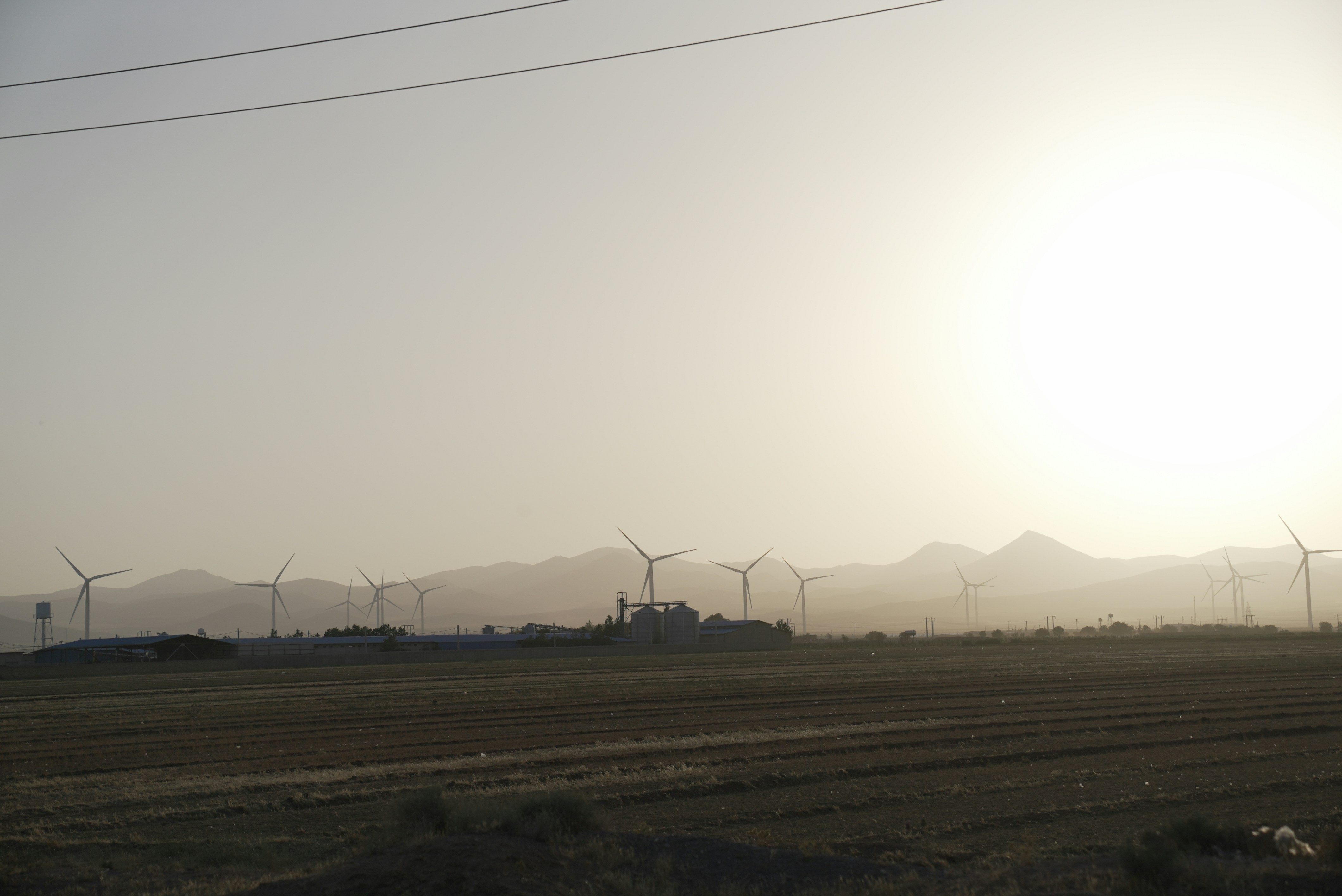 a large field with a bunch of windmills in the distance