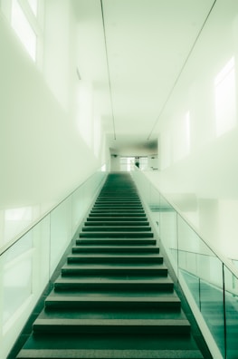 Elegant stone staircase with smooth, precise edges in a modern interior