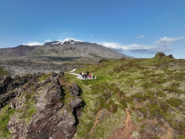 A group of volunteers working together on trail repairs near Mt. Jefferson.