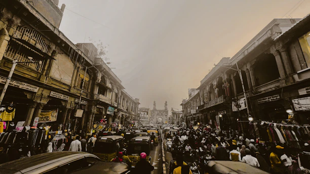 A vibrant street scene in Bihar showcasing bustling markets and new infrastructure developments.