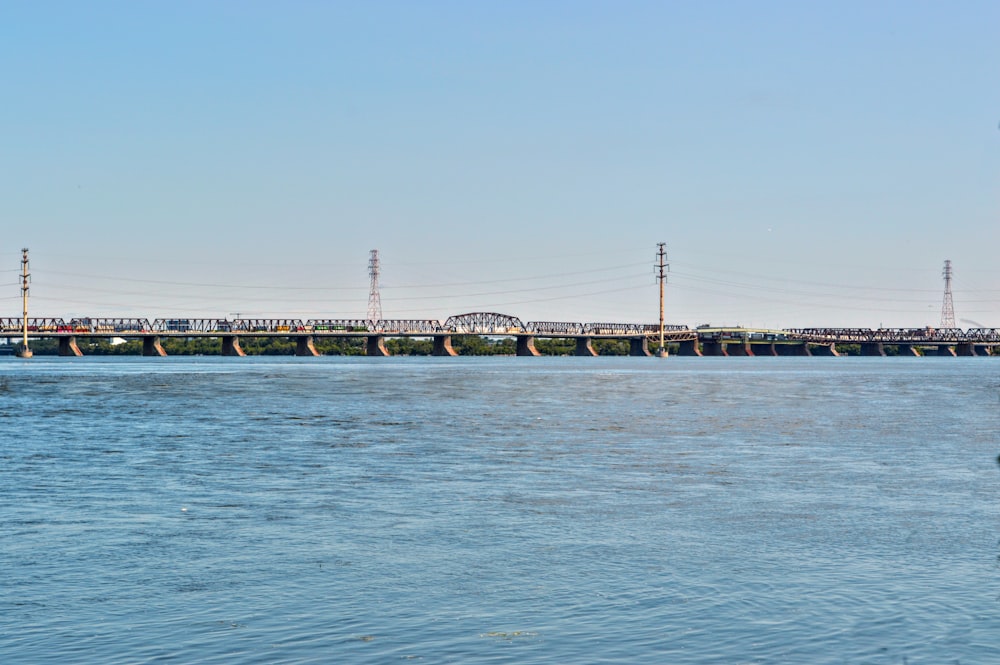 a long bridge over a large body of water