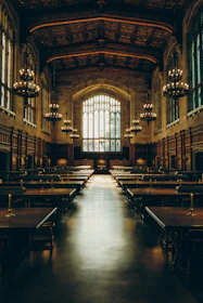 The hall’s elegant interior with classic Masonic symbols subtly displayed, ready for a private event.