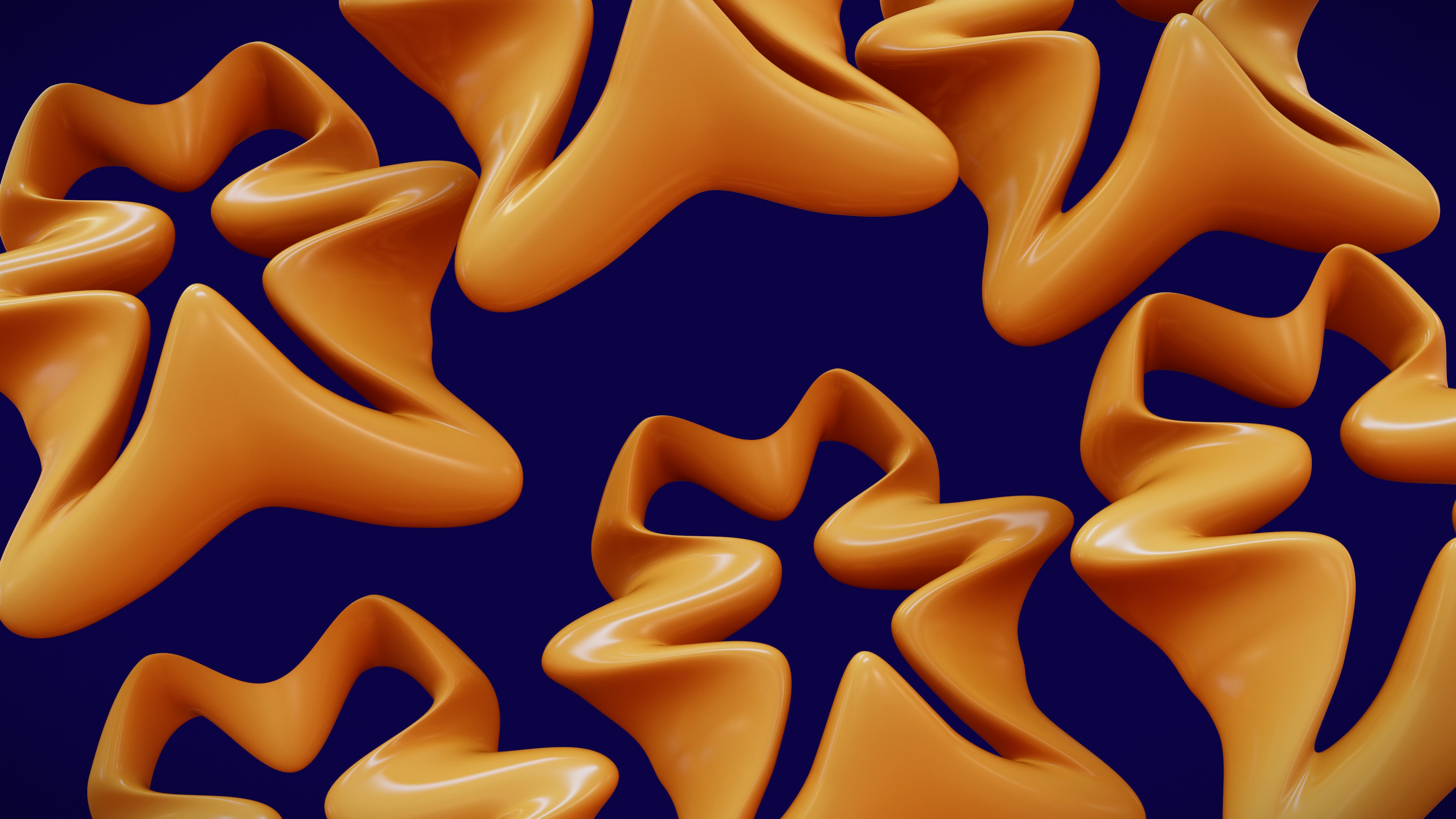 a blue background with orange swirls on it