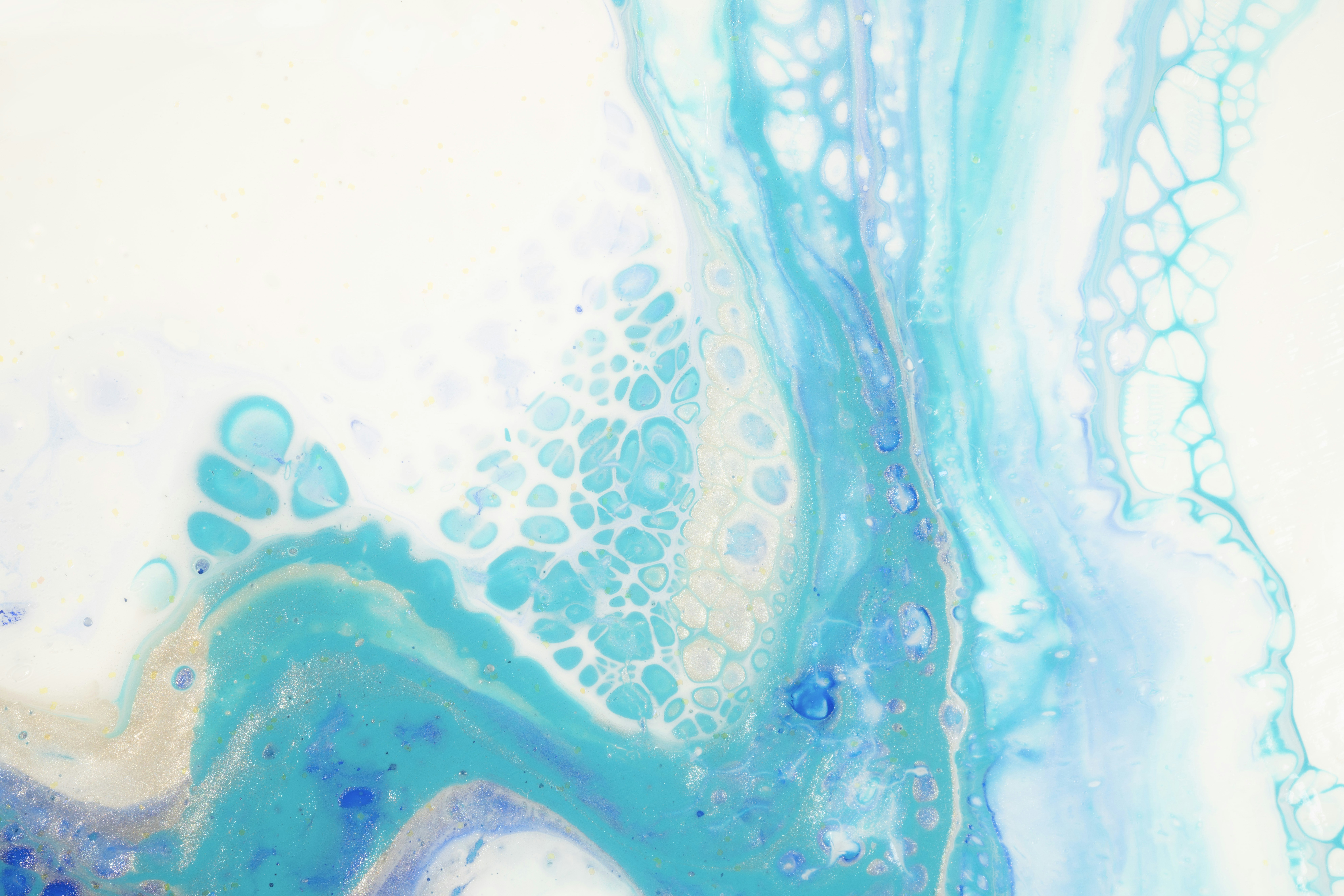 a painting with blue and white colors on it