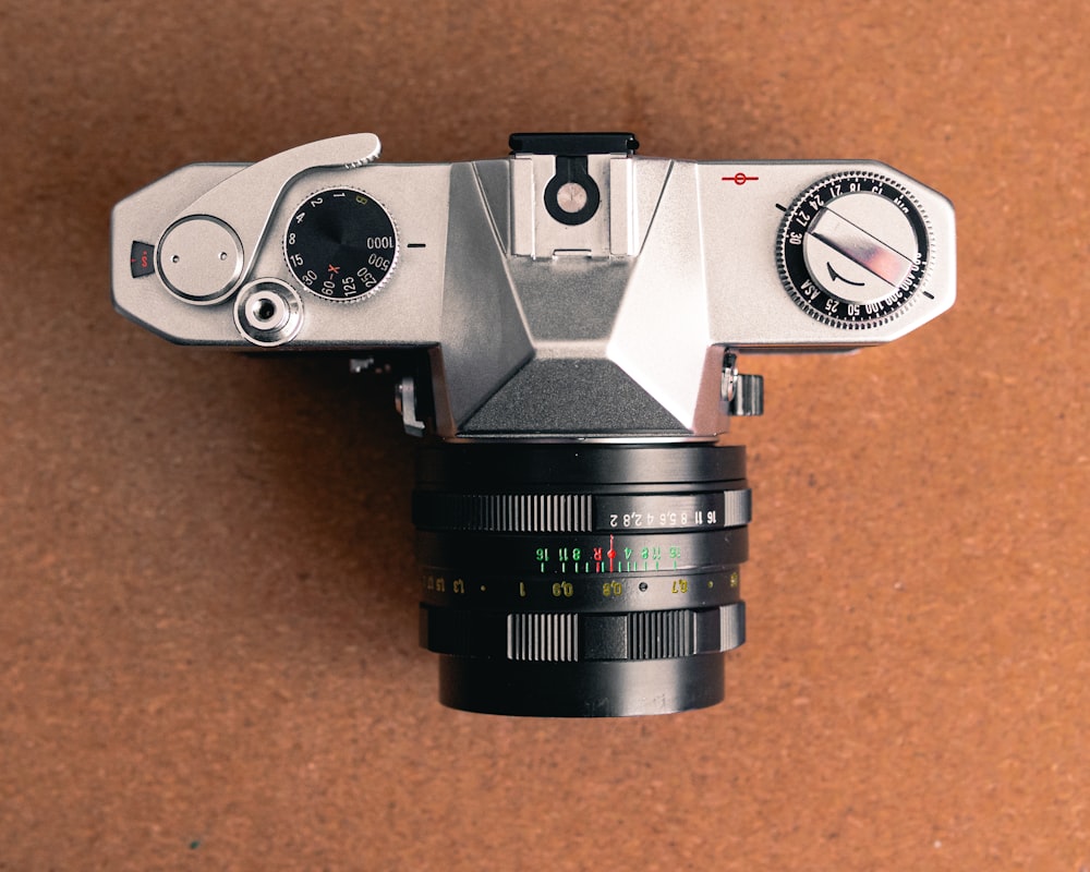 a close up of a camera on a table