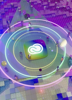 Bright aquamarine and purple futuristic badge symbolizing lifetime hosting plan