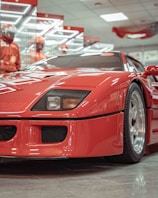 A showcase of car accessories in red and blue packaging.